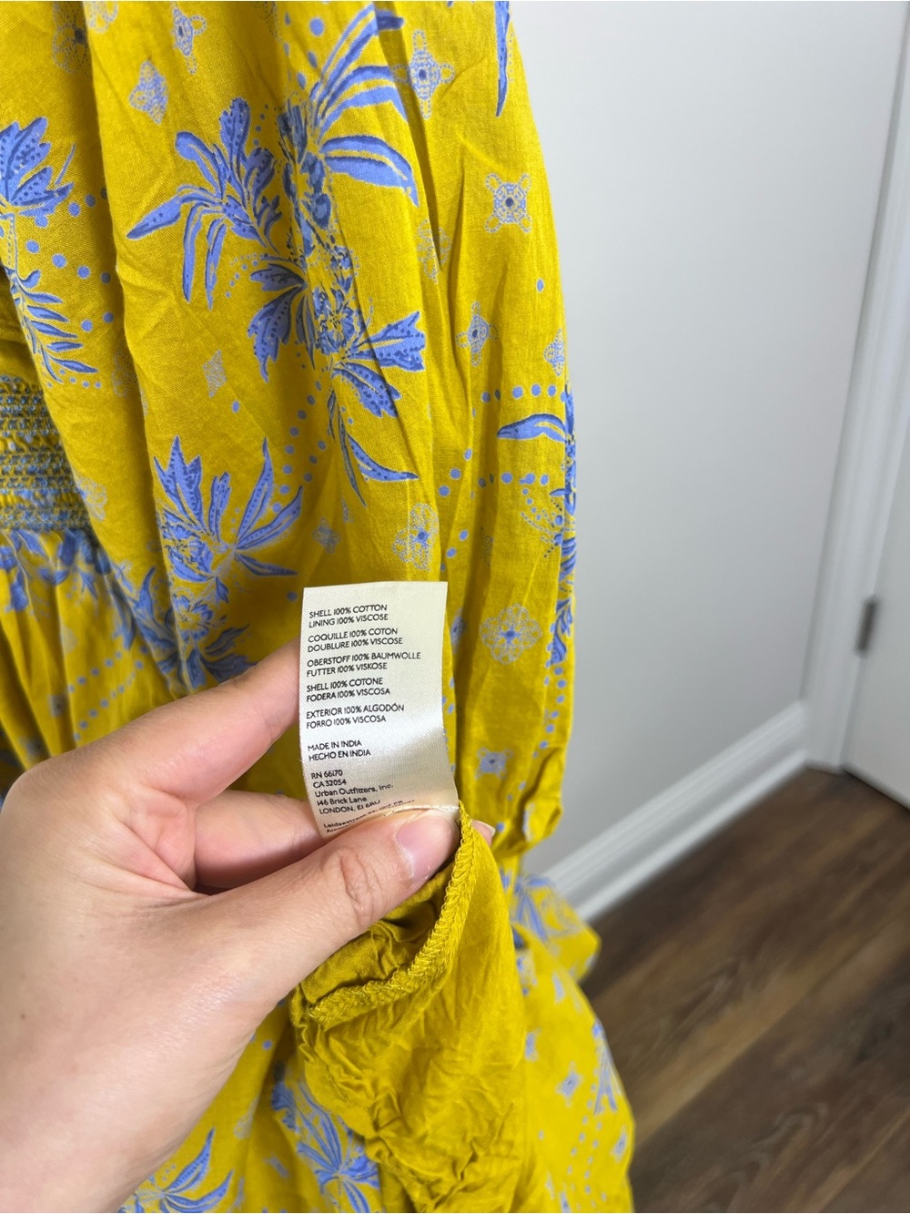 Free People Golden Hour Maxi Dress Yellow Blue Floral Boho Cotton Size S - Picture 6 of 9